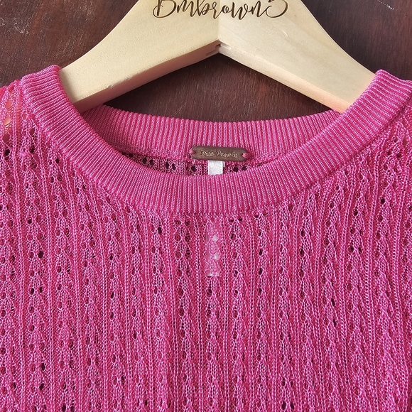 Free People H2O Crewneck Pullover Lightweight Sweater Hibiscus Highlight Size S - Picture 6 of 14